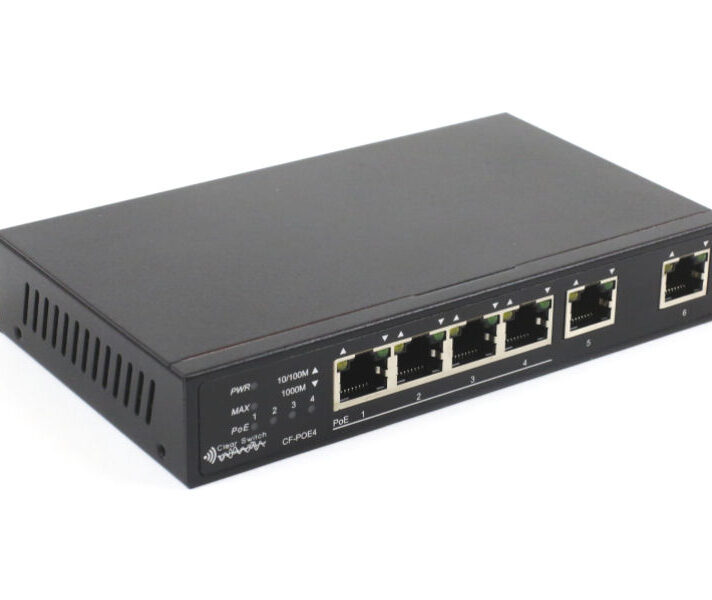 Clearflow 4 + 2 Unmanaged POE Switch 802.3af/at CF-POE4V2