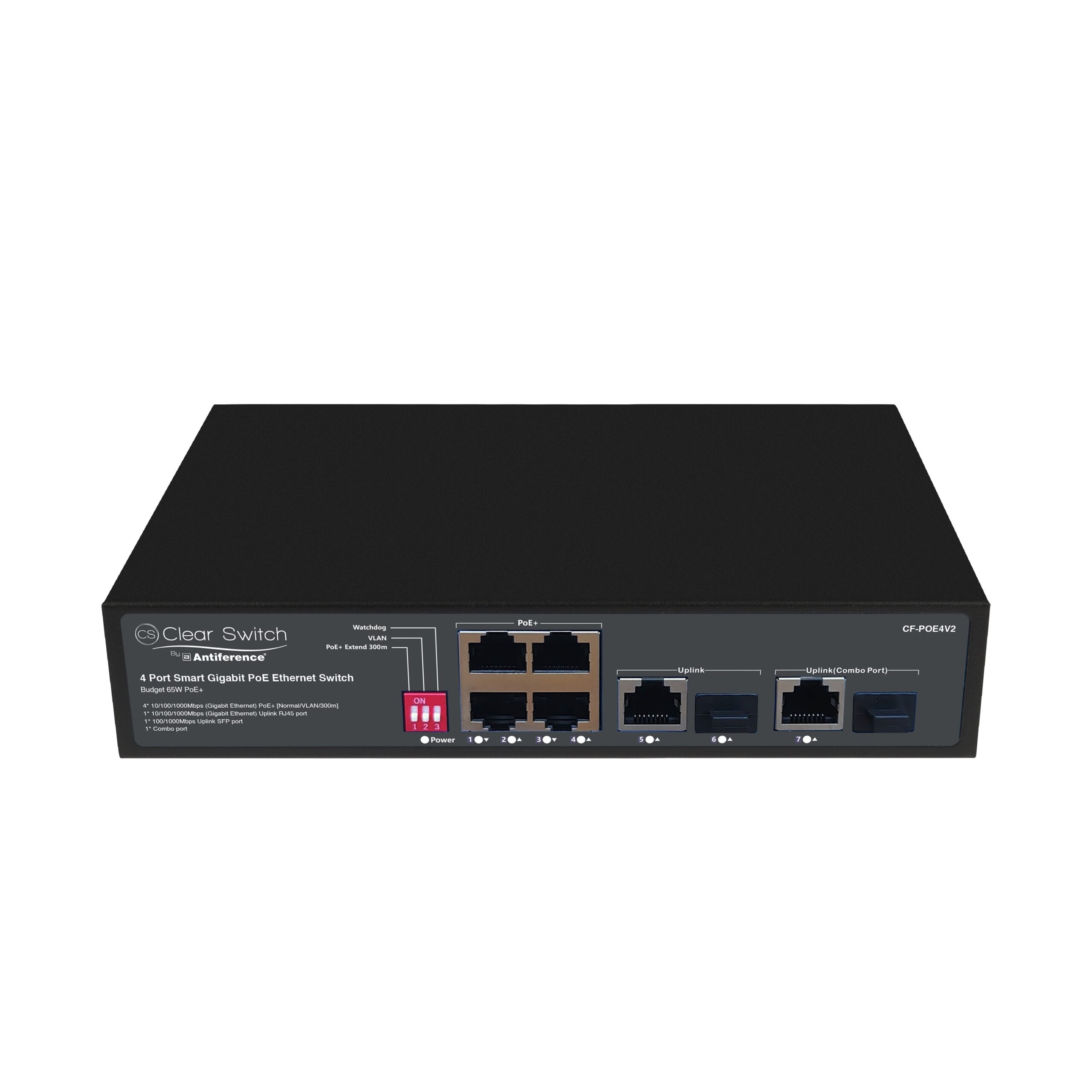 Clearflow 4 + 4 Unmanaged POE Switch 802.3af/at CF-POE4V2