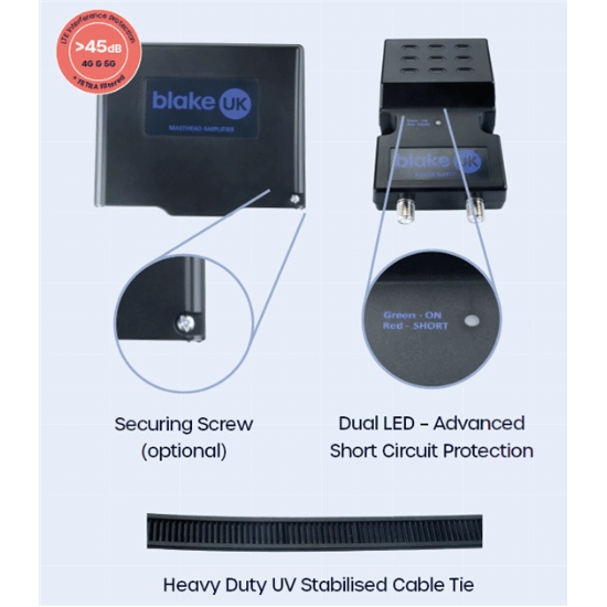 4-Way Variable Gain UHF Masthead Amplifier With Power Supply BLAMHD14V-PS - Image 3